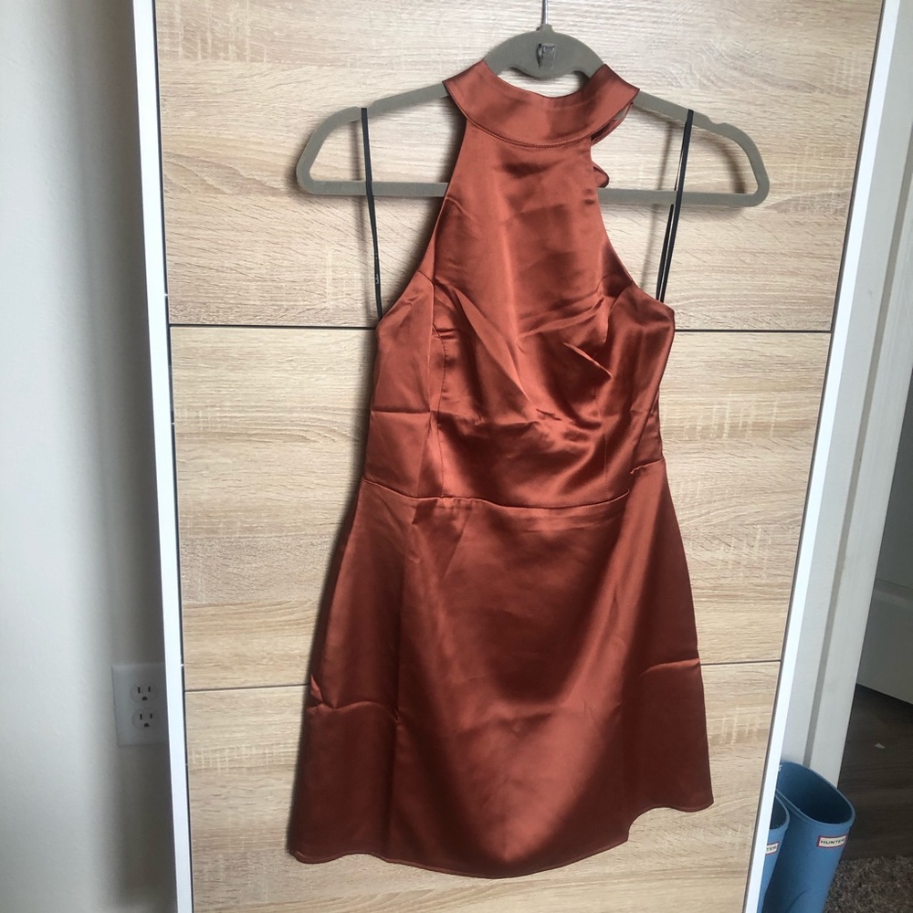 Burnt Orange Halter Dress